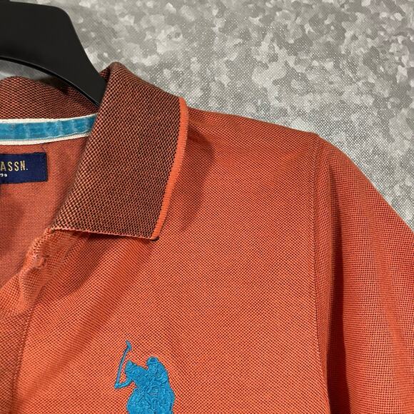 US Polo Assn Orange Embroidered Logo Polo Shirt - Kid's Medium - Short Sleeves - Picture 2 of 6